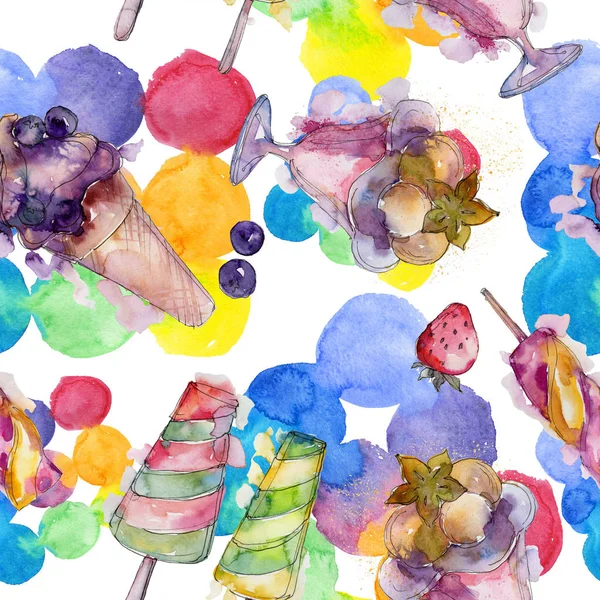 Ice Cream Sweet Summer Food Seamless Background Pattern Fabric Wallpaper — Stock Photo, Image