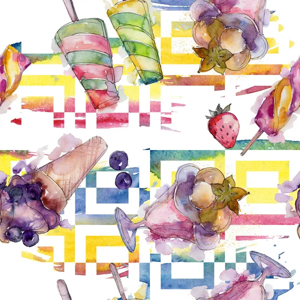 Ice Cream Sweet Summer Food Seamless Background Pattern Fabric Wallpaper — Stock Photo, Image