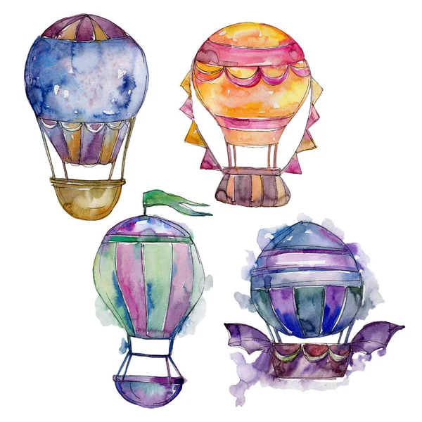 Sıcak hava balon arka plan fly hava taşıma illüstrasyon. İzole illüstrasyon öğesi.