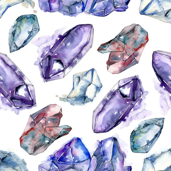 Azul Diamante Pedra Jóias Mineral Padrão Fundo Sem Costura Tecido — Fotografia de Stock
