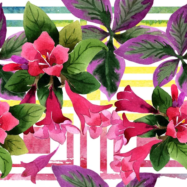水彩粉红色锦带花佛罗里达花 无缝的背景图案 织物墙纸打印纹理 包装图案 框架或边框的水彩画野花 — 图库照片