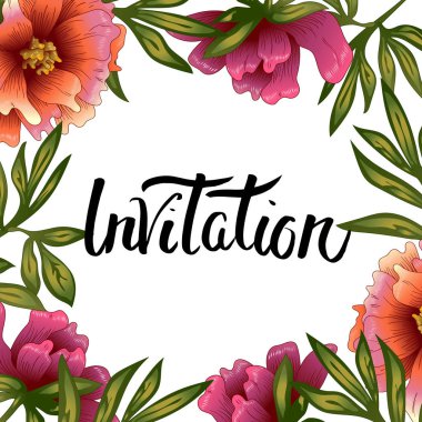 Şakayık çerçeve çiçek bir vektör tarzı. Çerçeve kenarlığı süsleme Meydanı. Arka plan, doku, sarıcı desen, çerçeve veya kenarlık için vektör çiçek.