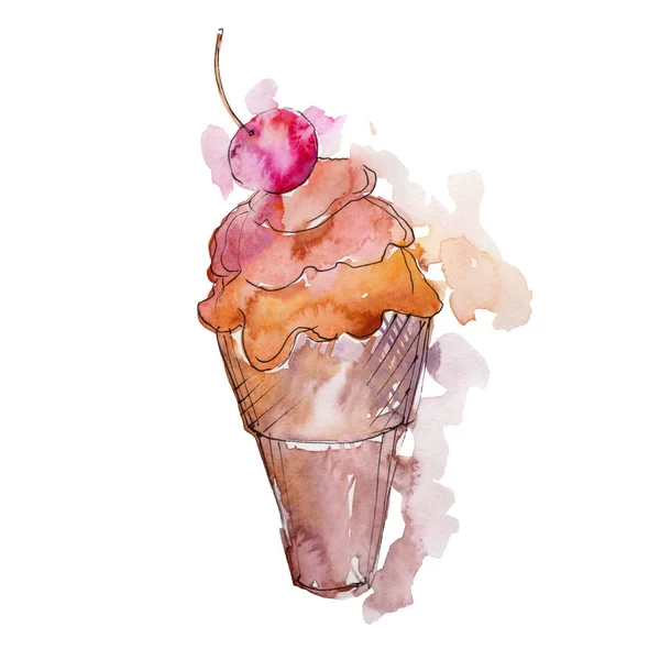 Παγωτό Γλυκό Καλοκαιριού Τροφίμων Απομονωμένη Εικονογράφηση Στοιχείο Γεύση Καραμέλα Συλλογή — Φωτογραφία Αρχείου
