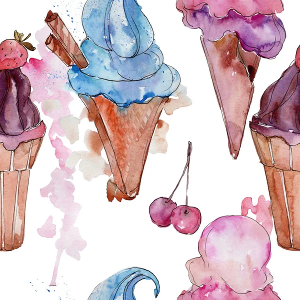 Παγωτό Γλυκό Καλοκαιριού Τροφίμων Απρόσκοπτη Υπόβαθρο Μοτίβο Ύφασμα Ταπετσαρία Υφή — Φωτογραφία Αρχείου