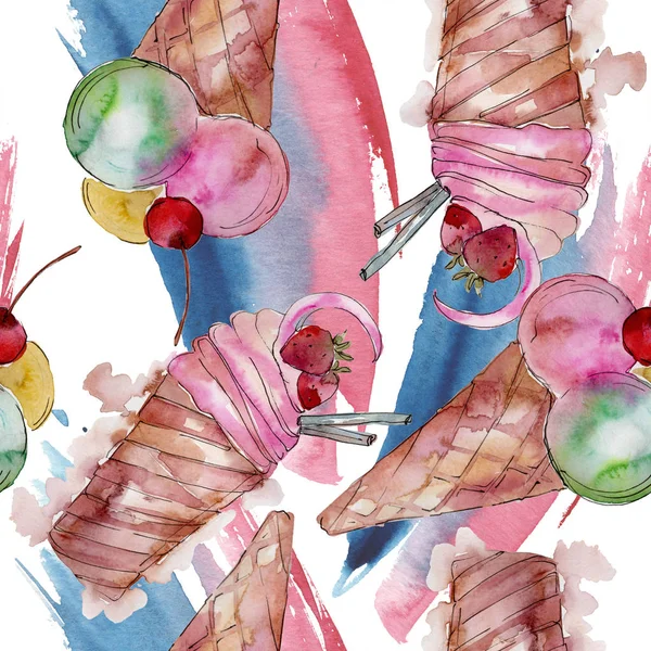 Ice Cream Sweet Summer Food Seamless Background Pattern Fabric Wallpaper — Stock Photo, Image
