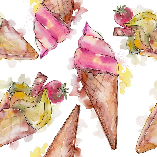 Ice Cream Sweet Summer Food Seamless Background Pattern Fabric Wallpaper — Stock Photo, Image