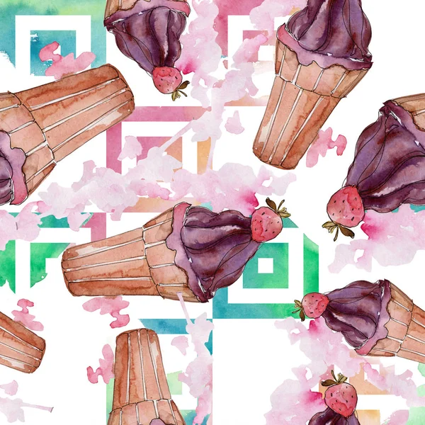 Ice Cream Sweet Summer Food Seamless Background Pattern Fabric Wallpaper — Stock Photo, Image