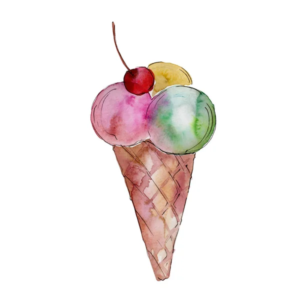 Ice Cream Sladké Letní Jídlo Izolované Ilustrace Prvek Příchuť Bonbón — Stock fotografie