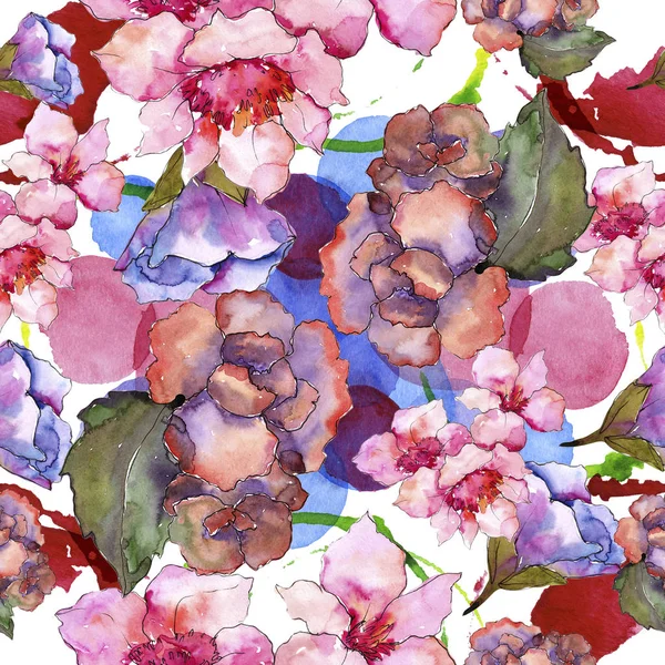 Garderie Rose Violette Fleur Botanique Florale Modèle Fond Sans Couture — Photo