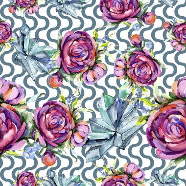 Suluboya buket pembe şakayık flowes. Botanik çiçek. Sorunsuz arka plan deseni. Kumaş duvar kağıdı yazdırma doku. Arka plan, sarıcı desen, çerçeve veya kenarlık için Aquarelle kır çiçeği.