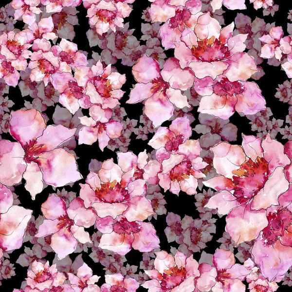 Розовая Фиолетовая Гардания Цветочный Ботанический Цветок Бесшовный Рисунок Фона Ткань — стоковое фото