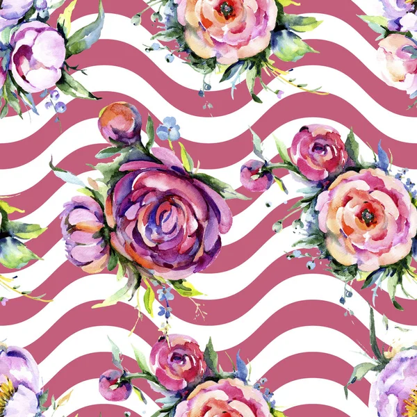 Ακουαρέλα Ανθοδέσμη Ροζ Παιωνία Ανθοστολισμός Floral Βοτανικό Λουλούδι Απρόσκοπτη Υπόβαθρο — Φωτογραφία Αρχείου