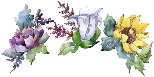 Acuarela Flores Ramo Flor Botánica Floral Elemento Ilustración Aislado Nombre — Foto de Stock