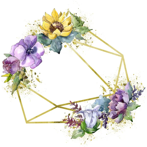 Akvarell Csokor Virágot Virágos Botanikai Virág Elszigetelt Ábra Elemet Növény — Stock Fotó