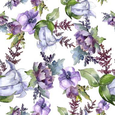 Suluboya buket çiçek. Botanik çiçek. Sorunsuz arka plan deseni.