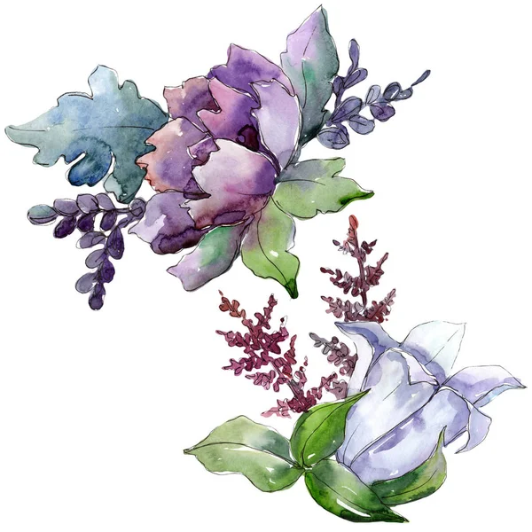Suluboya buket çiçek. Botanik çiçek. İzole illüstrasyon öğesi.