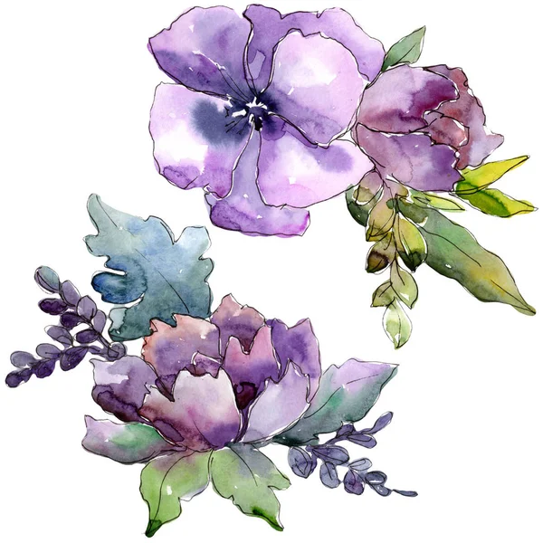 Ακουαρέλα μπουκέτο λουλούδια. Floral βοτανικό λουλούδι. Απομονωμένη εικονογράφηση στοιχείο. — Φωτογραφία Αρχείου