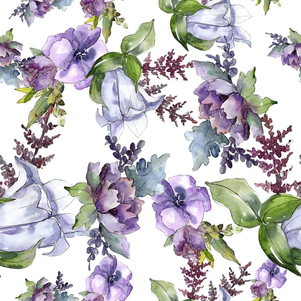 Suluboya buket çiçek. Botanik çiçek. Sorunsuz arka plan deseni.