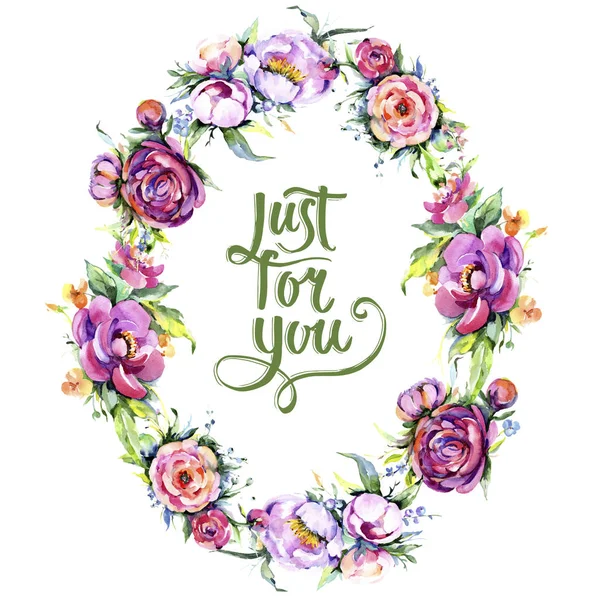 Suluboya buket pembe şakayık flowes. Botanik çiçek. Çerçeve kenarlığı süsleme Meydanı.