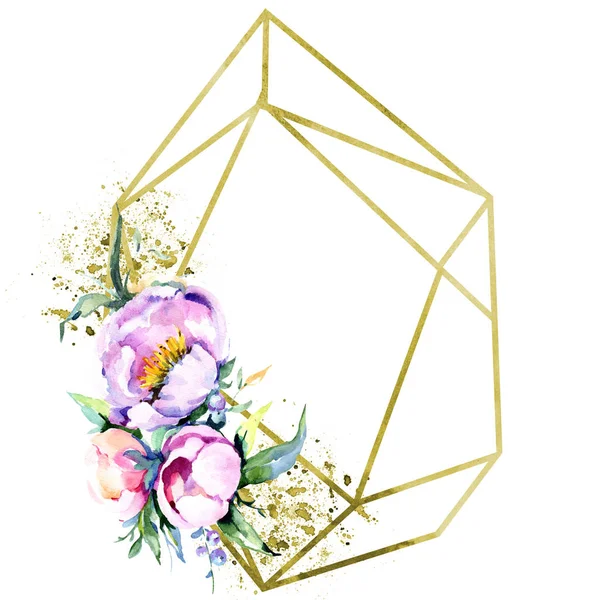 Suluboya buket pembe şakayık flowes. Botanik çiçek. Çerçeve kenarlığı süsleme Meydanı.