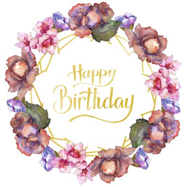 Pembe ve mor gardania. Botanik çiçek. Çerçeve kenarlığı süsleme Meydanı.