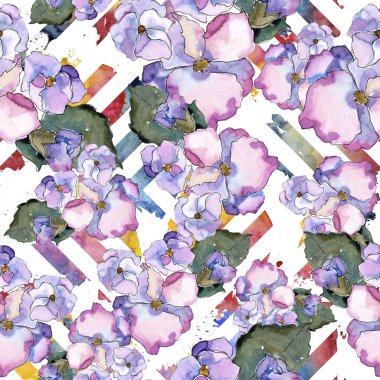 Pembe ve mor gardania. Botanik çiçek. Sorunsuz arka plan deseni.