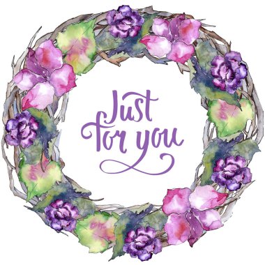 Pembe ve mor gardania. Botanik çiçek. Çerçeve kenarlığı süsleme Meydanı.