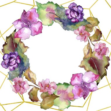 Pembe ve mor gardania. Botanik çiçek. Çerçeve kenarlığı süsleme Meydanı.