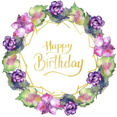 Pembe ve mor gardania. Botanik çiçek. Çerçeve kenarlığı süsleme Meydanı.