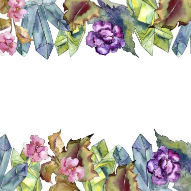 Pembe ve mor gardania. Botanik çiçek. Çerçeve kenarlığı süsleme Meydanı.