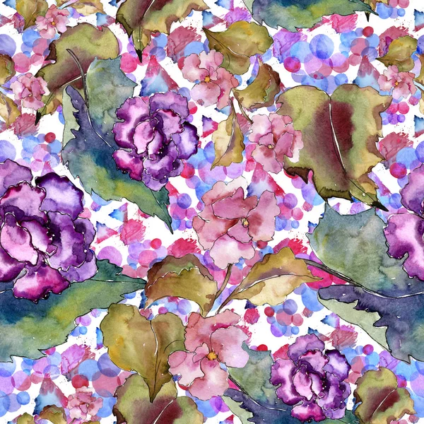 Pink and purple gardania. Floral botanical flower. Seamless background pattern. — Stock Photo, Image