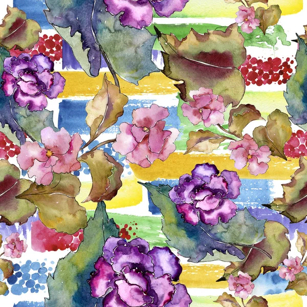 Pembe ve mor gardania. Botanik çiçek. Sorunsuz arka plan deseni.