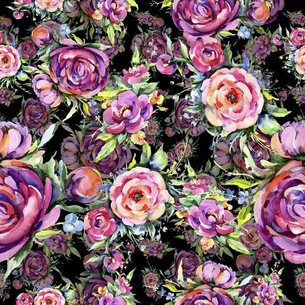 Bouquet aquarelle rose pivoine coule. Floraison botanique florale.Modèle de fond sans couture . — Photo