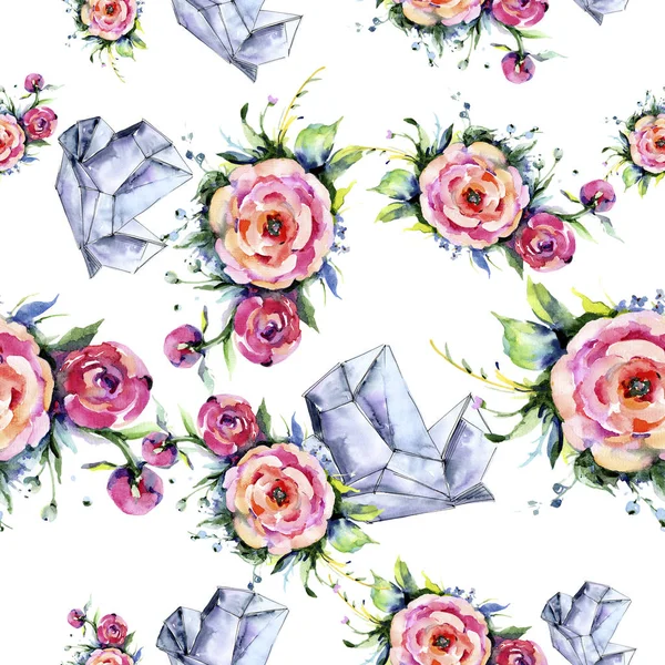 Ακουαρέλα ανθοδέσμη ροζ παιωνία Ανθοστολισμός. Floral βοτανικό λουλούδι. Απρόσκοπτη υπόβαθρο μοτίβο. — Φωτογραφία Αρχείου