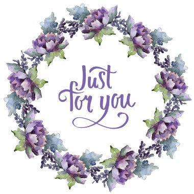 Suluboya buket çiçek. Botanik çiçek. Çerçeve kenarlığı süsleme Meydanı. Bitki tam adı: ayçiçeği, şakayık, keten. Arka plan, doku, çerçeve veya kenarlık Aquarelle kır çiçeği.