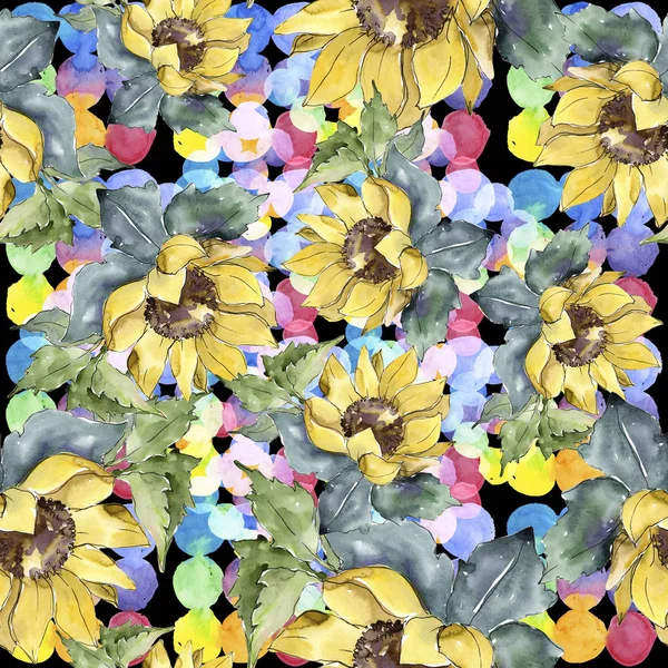 Flores de buquê aquarela. Floral flor botânica. Padrão de fundo sem costura . — Fotografia de Stock