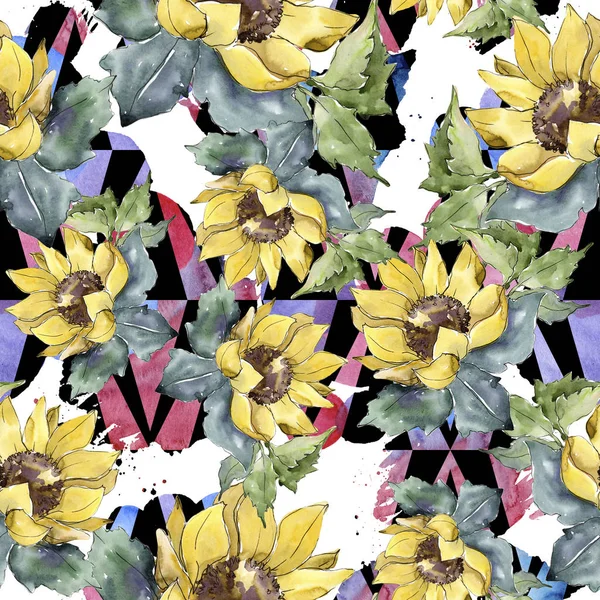 Flores de buquê aquarela. Floral flor botânica. Padrão de fundo sem costura . — Fotografia de Stock