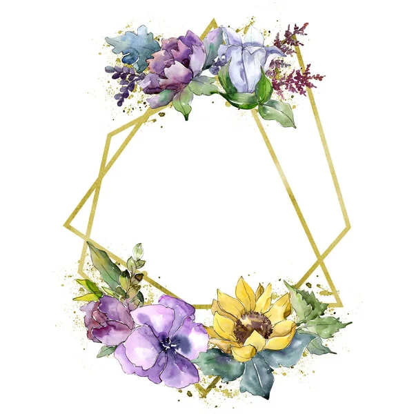 Acuarela Flores Ramo Flor Botánica Floral Elemento Ilustración Aislado Nombre — Foto de Stock