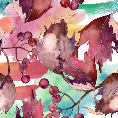 Sulu boya renkli Kartopu çiçeği yaprağı. Yaprak bitki botanik bahçe çiçek yaprakları. Sorunsuz arka plan deseni. Aquarelle yaprak için arka plan, doku, sarıcı desen, çerçeve veya kenarlık.