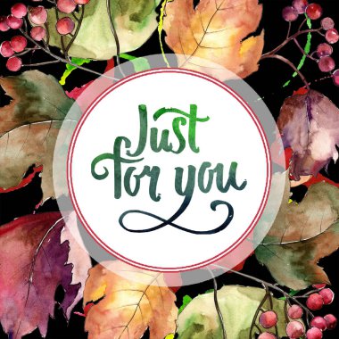 Sulu boya renkli Kartopu çiçeği yaprağı. Yaprak bitki botanik bahçe çiçek yaprakları. Çerçeve kenarlığı süsleme Meydanı. Aquarelle yaprak için arka plan, doku, sarıcı desen, çerçeve veya kenarlık.