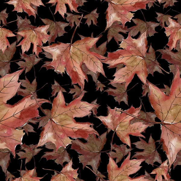 水彩の緑と赤のカエデを葉します 葉植物植物園花葉 シームレスな背景パターン 壁紙印刷手触りの生地 テクスチャ ラッパー パターン Aquarelle — ストック写真