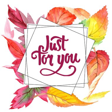 Renkli sonbahar yaprakları suluboya tarzında. Çerçeve kenarlığı süsleme Meydanı. Aquarelle yaprak için arka plan, doku, sarıcı desen, çerçeve veya kenarlık.