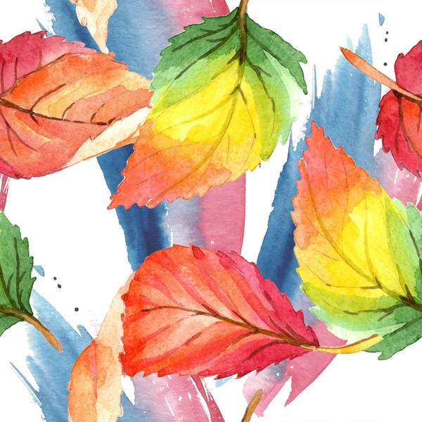 Colorful Autumn Leaves Watercolor Style Seamless Background Pattern Fabric Wallpaper — Stock Photo, Image