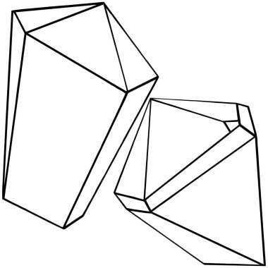 Vektör geometrik formu. İzole illüstrasyon öğesi. Geometrik kuvars çokgen kristal taş mozaik şekil Ametist mücevher.