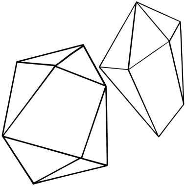 Vektör geometrik formu. İzole illüstrasyon öğesi. Geometrik kuvars çokgen kristal taş mozaik şekil Ametist mücevher.