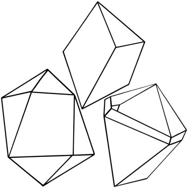 Vektör geometrik formu. İzole illüstrasyon öğesi. Geometrik kuvars çokgen kristal taş mozaik şekil Ametist mücevher.