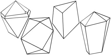 Vektör geometrik formu. İzole illüstrasyon öğesi. Geometrik kuvars çokgen kristal taş mozaik şekil Ametist mücevher.