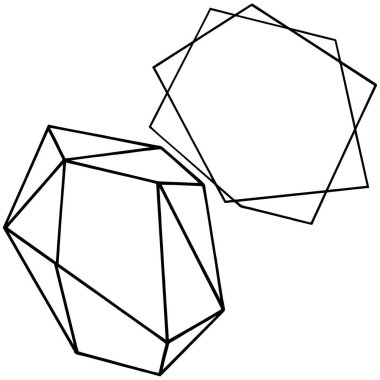 Vektör geometrik formu. İzole illüstrasyon öğesi. Geometrik kuvars çokgen kristal taş mozaik şekil Ametist mücevher.
