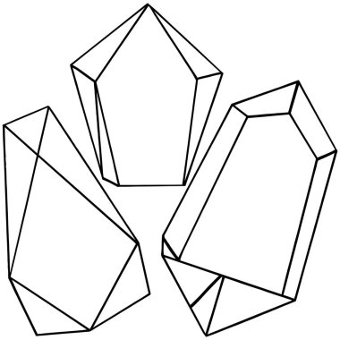 Vektör elmas taş takı mineral. İzole illüstrasyon öğesi. Geometrik kuvars çokgen kristal taş mozaik şekil Ametist mücevher.