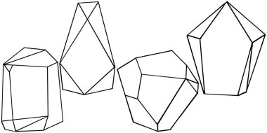 Vektör elmas taş takı mineral. İzole illüstrasyon öğesi. Geometrik kuvars çokgen kristal taş mozaik şekil Ametist mücevher.